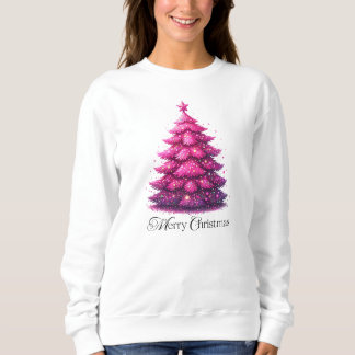 Moletom Árvore de Natal Rosa Glitérica