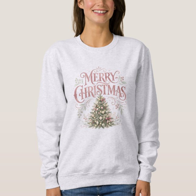 Moletom Árvore de Natal Tradicional Rosa | Pinkmas (Frente)