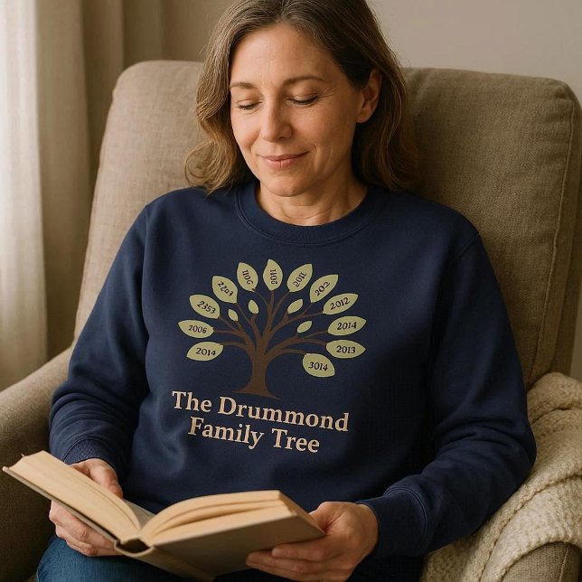Moletom Árvore Familiar com Anos de Nascimento (Criador carregado)