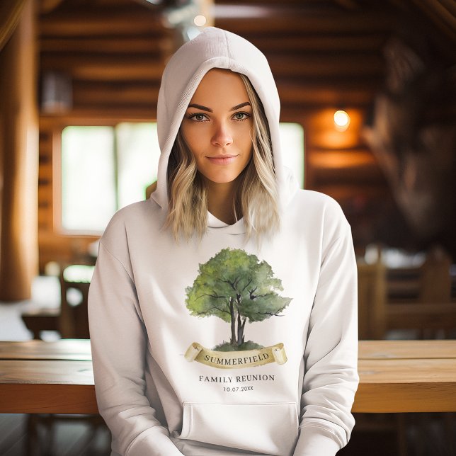 Moletom Árvore Genealógica de Reunião de Família Parentes  (Genealogy Tree Family Reunion Womens White Hoddie)