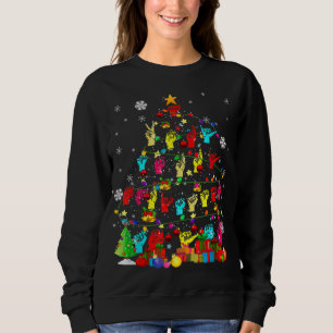 Moletom Árvore Natal ASL Luzes Xmas Luzes ASL Símbolo Ling