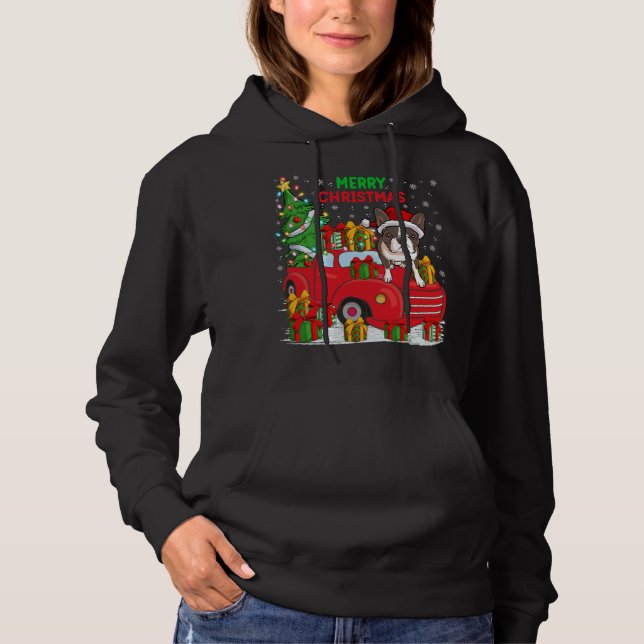 Moletom Árvore Red Truck Lighting Boston Terrier Dog Ch (Frente)