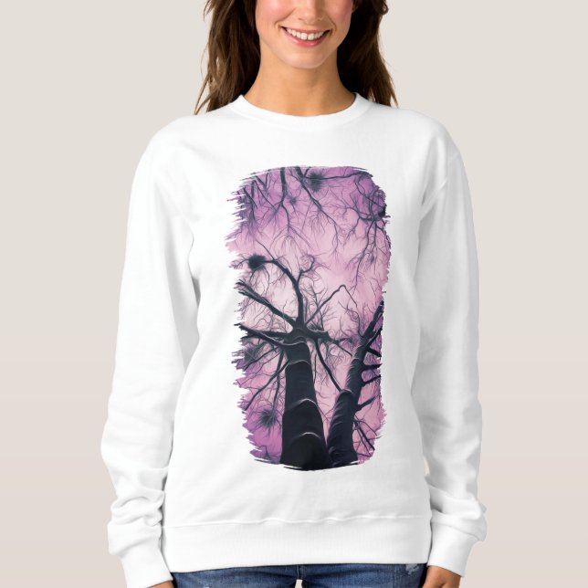 Moletom Árvores de inverno Roxo Estilizadas (Frente)