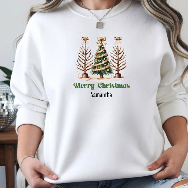 Moletom Árvores de Natal de Leopardo Elegantes presente pa (Stylish Leopard Christmas Trees gift idea for her hoodie)