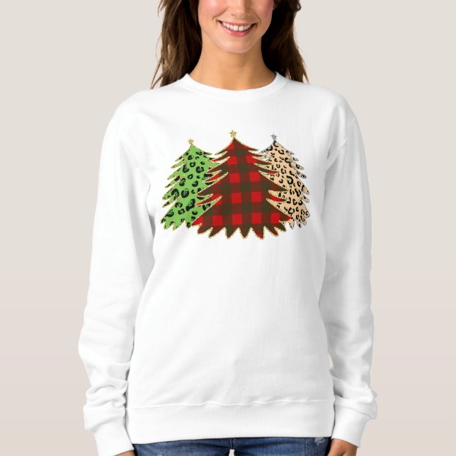 Moletom Árvores de Natal Vermelhas, Verdes e Douradas (Frente)