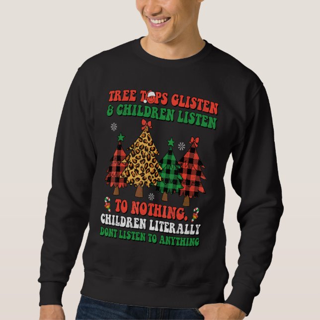 Moletom Árvores Groovy Brilham Crianças Ouvem Natal (Frente)