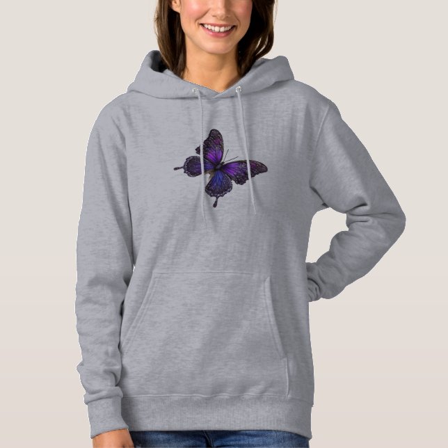 Moletom Asas Cintilantes: Borboleta Brilho Roxo (Frente)