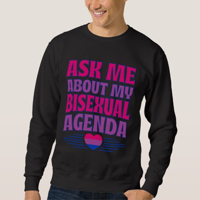 Moletom Ask Me About My Bisexual Agenda Heart Bi Pride Aes (Frente)
