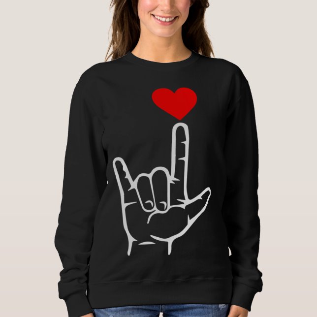 Moletom ASL I Love You Hand Heart American Sign Language (Frente)