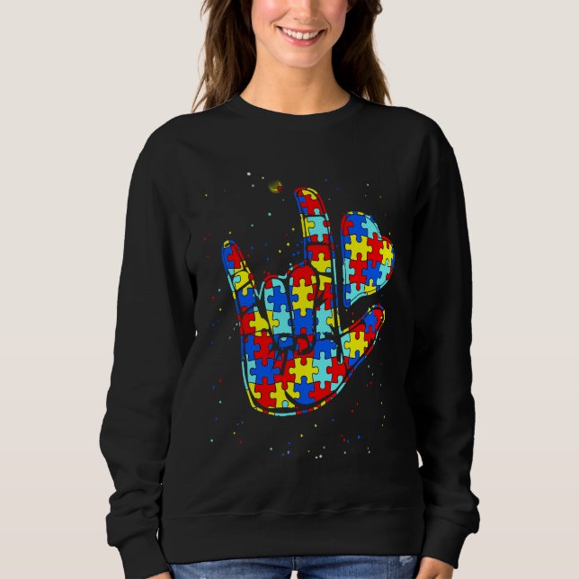 Moletom ASL Love Sign Language Autism  Awareness Support   (Frente)