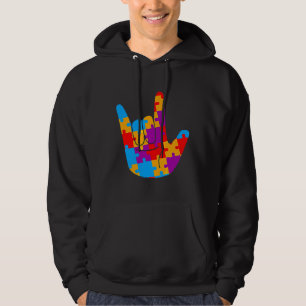Moletom Asl Love Sign Language Autism Awarsm Suporte Cu