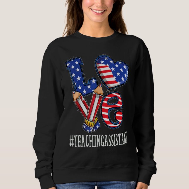 Moletom Assistente de Ensino Amor Bandeira dos EUA Fogos d (Frente)