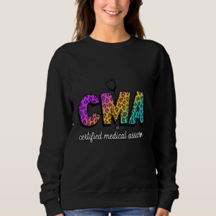Moletom Assistente Médico Certificado Cma Leopard Rainbow