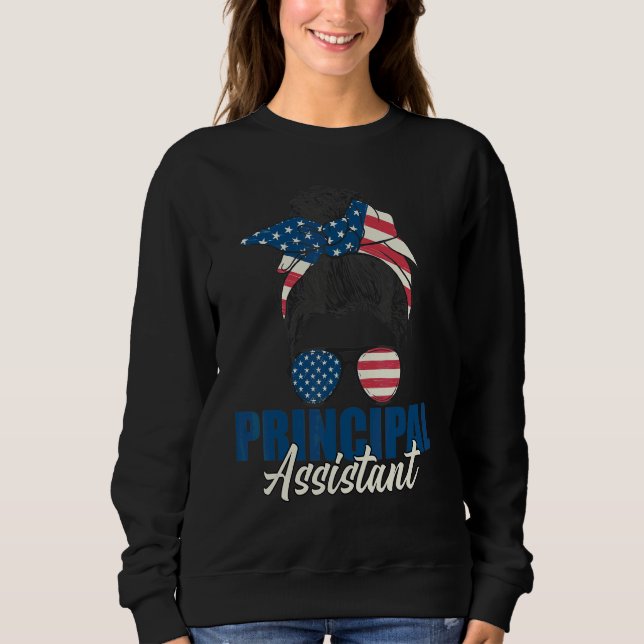 Moletom Assistente Principal Messy Bun Estados Unidos Flag (Frente)