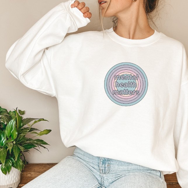 Moletom Assuntos de Saúde Mental | Cinzas Francesas Circul (Mental Health Matters Sweatshirt | Retro Circle French Grey | Aesthetic Sweater)