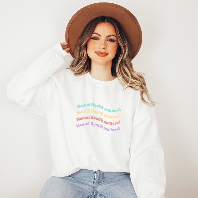 Moletom Assuntos de Saúde Mental | Doces De Pêssego Para R (Mental Health Matters Sweatshirt | Wavy Retro Peach Candy | Aesthetic Sweater)