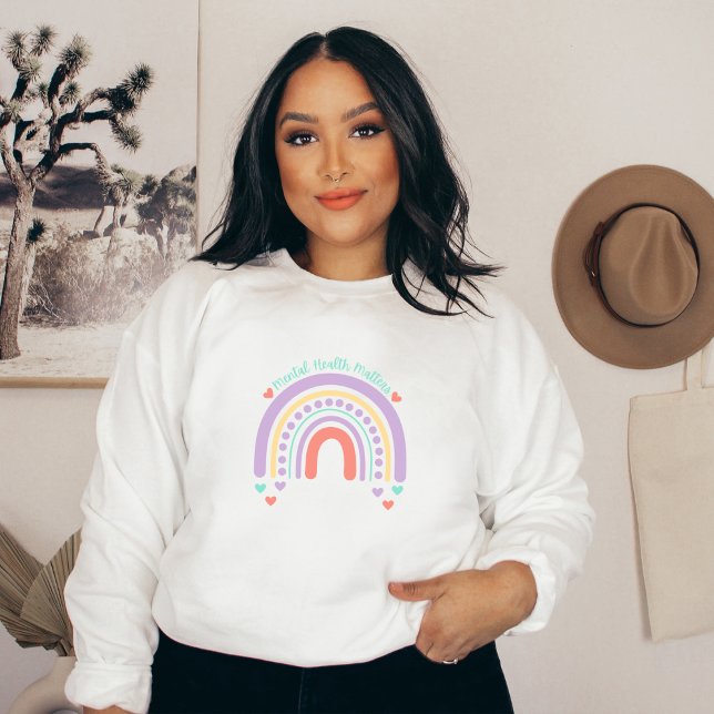 Moletom Assuntos de Saúde Mental | Rainbow Peach Candy (Mental Health Matters Sweatshirt | Rainbow Peach Candy | Aesthetic Sweater)