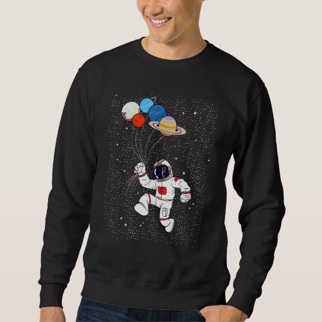 Moletom Astronaut Holding Planet Balloons Boys Girls STEM  (Frente)
