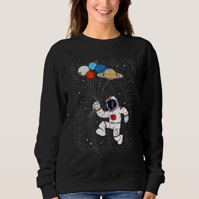 Moletom Astronaut Holding Planet Balloons Boys Girls STEM  (Frente)