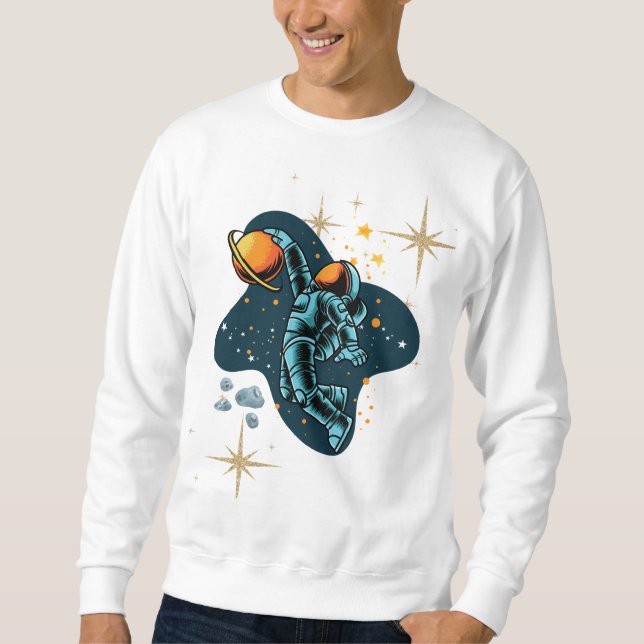 Moletom Astronauta Aestética Premium com Estrelas Masculin (Frente)