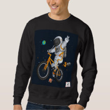 Astronauta andando de bicicleta BMX