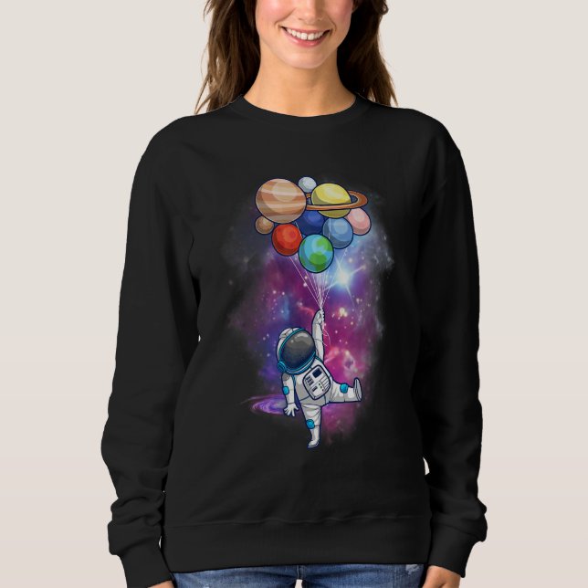 Moletom Astronauta Com Planetas Na Mão Para Homens Mulhere (Frente)