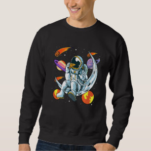 Moletom Astronauta Comendo Pizza Comida Lua Ufo Extraterre