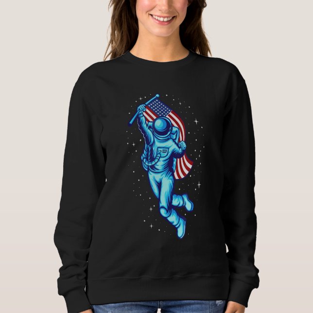 Moletom Astronauta Cosmonaut Space EUA Flag Rocket Shi (Frente)