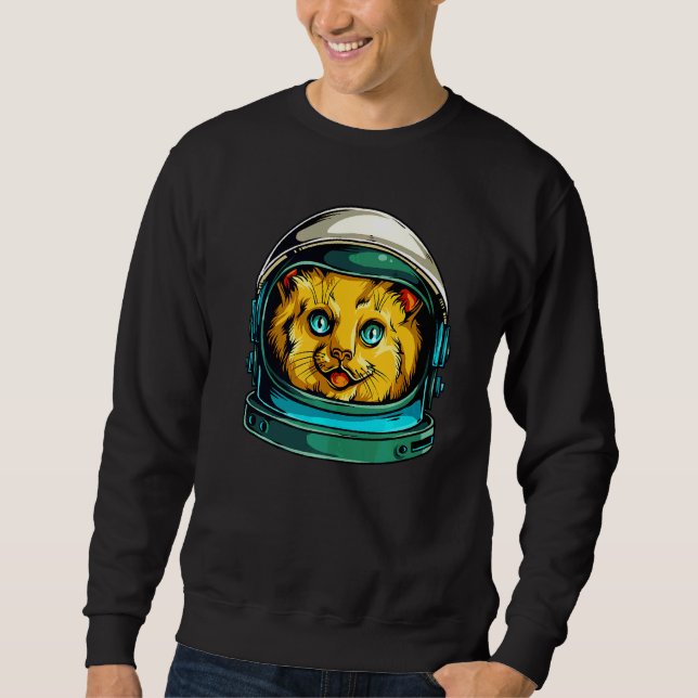 Moletom Astronauta de Gato Espacial Engraçado (Frente)