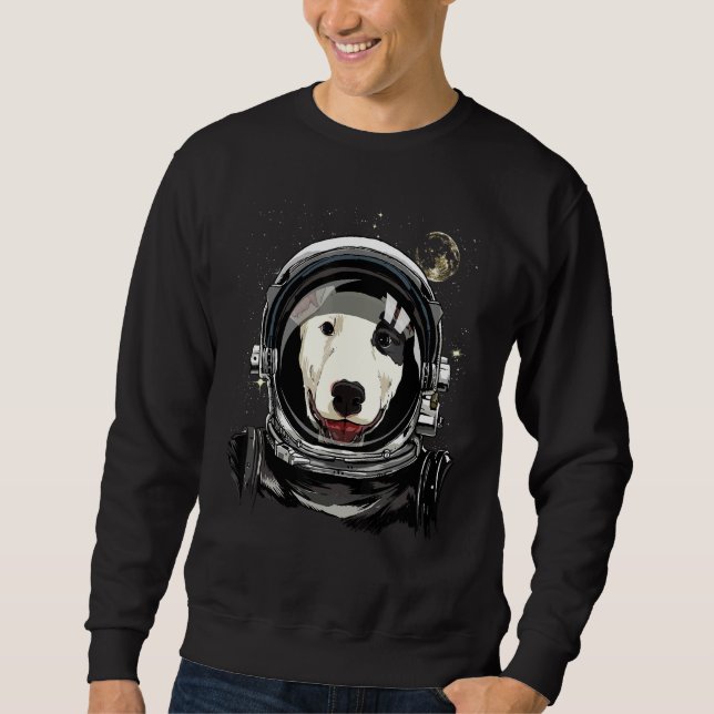 Moletom Astronauta do Espaço Exterior Bull Terrier Cão Val (Frente)
