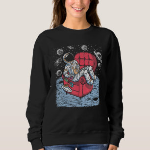 Moletom Astronauta Engraçado No Café Da Lua E Rosquinhas N