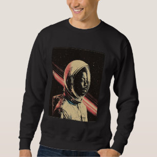Moletom Astronauta Negro Retro Explorando o Espaço Sideral