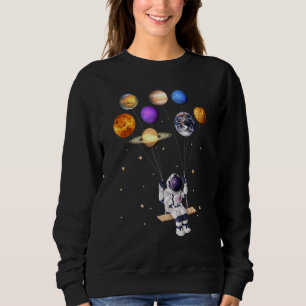 Moletom Astronauta Segurando Planeta Balões Ciência Sy Sol