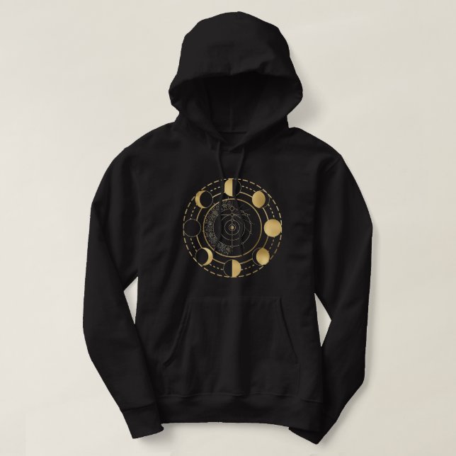 Moletom Astronomia Lover Fases da lua geometria ciclo da l (Frente do Design)
