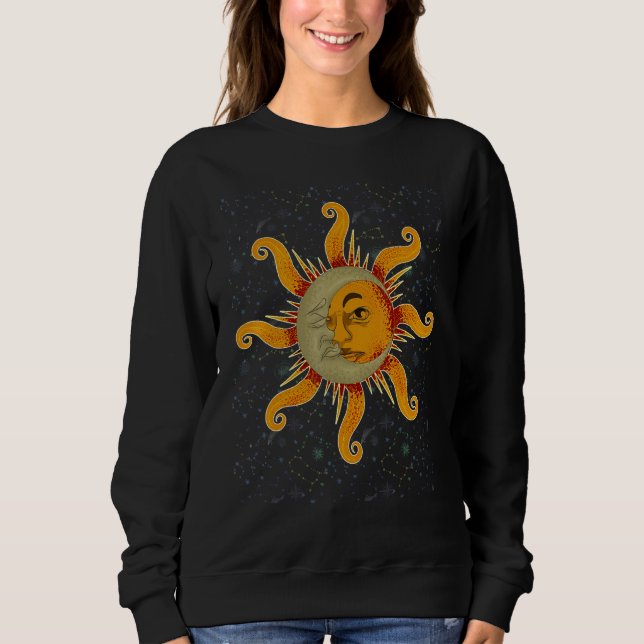Moletom Astronomy Universe Sun Crescent Moon Boho Astrolog (Frente)