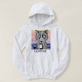 Moletom Atitude Cat "Catitude" Pullover, Gato Engraçado Mã