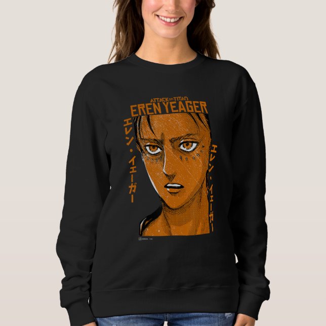 Moletom Attack on Titan Eren Yeager Japanese Font Big Face (Frente)