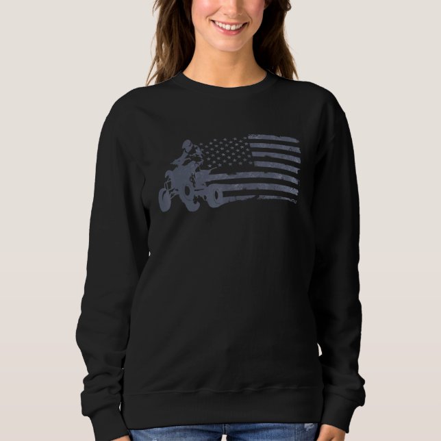 Moletom Atv Quad Four Wheeler Bike Rider American Flag Dis (Frente)
