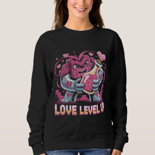 Moletom Aumente o Nível Amor Voxel Robô Coração Poção Retr