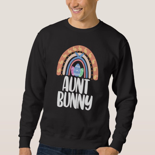 Moletom Aunt Bunny Easter Rainbow Love Funny Women Easter  (Frente)