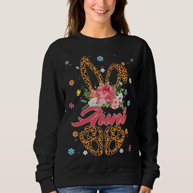 Moletom Aunt Leopard Bunny Matching Family Easter Day Part (Frente)