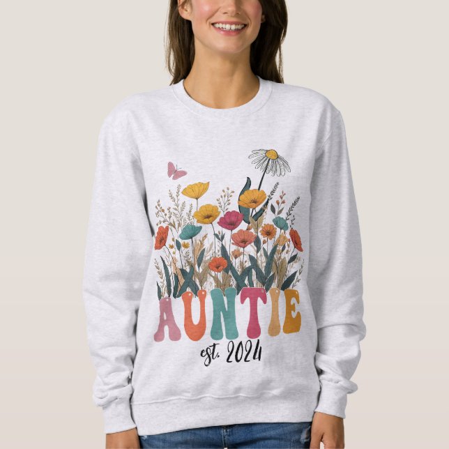Moletom Auntie Sweatshirt, Custom, Promoted to Aunt  (Frente)