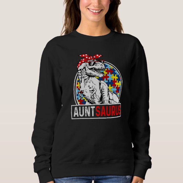 Moletom Auntsaurus Rex Dinosaur Autism Aunt Saurus Family  (Frente)