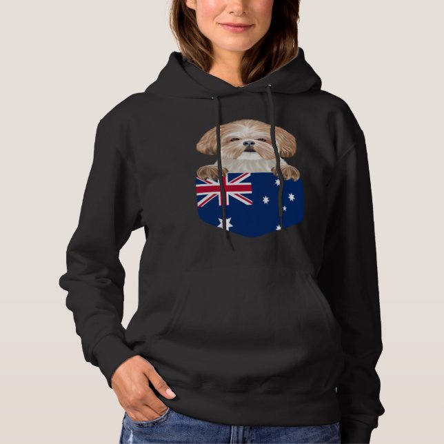 Moletom Australia Flag Shih Tzu Dog In Pocket (Frente)