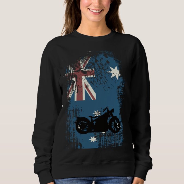 Moletom Australian Flag Motorcycle Biker Patriotic Distres (Frente)