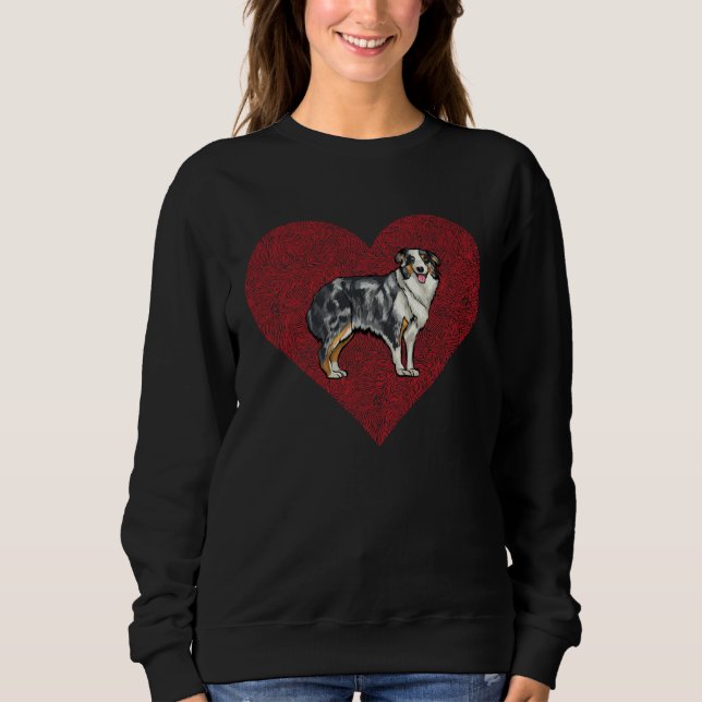 Moletom Australian Shepherd Valentines Day Dog Love Finger (Frente)