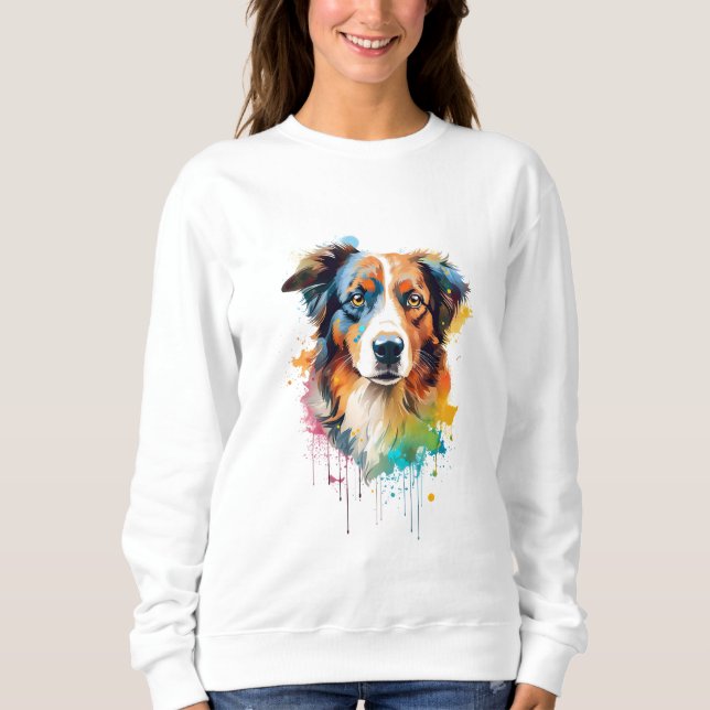 Moletom Australian Shepherd Vibrante e Colorido (Frente)