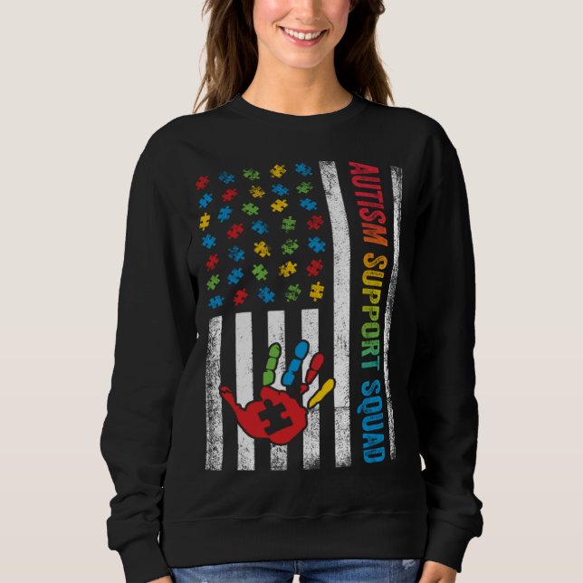 Moletom Autism American Flag Autism Support Squad (Frente)
