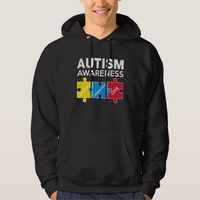 Moletom Autism Awareness Accept Support Love Puzzle Men Wo (Frente)