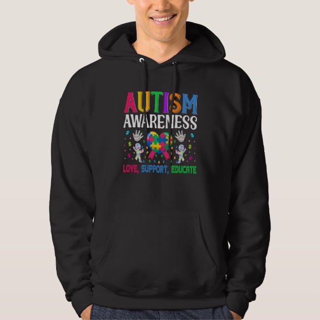 Moletom Autism Awareness Acceptance Love Support Educate K (Frente)